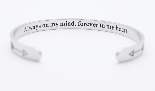 "Always on my mind, forever in my heart" Secret Message Cuff Bracelet